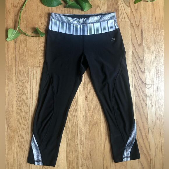 RBX Pants - RBX Cropped Leggings Black White Stripe S